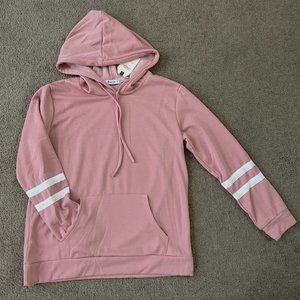 Berryou Girls/Ladies Pink and White Striped Hoodie